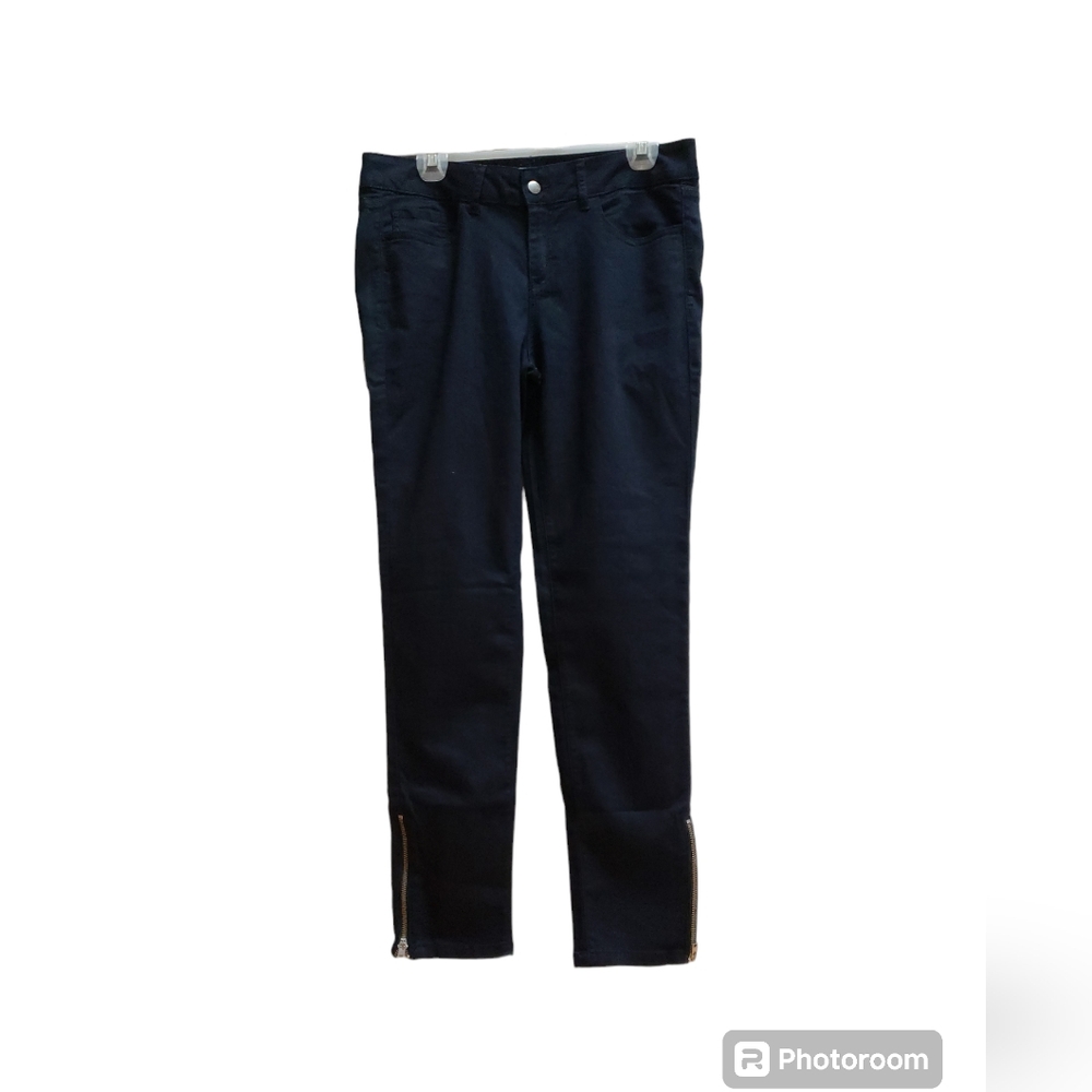 2.1 Denim Jeans Womens Size 30 Dark Navy Zip Hemline High Rise Contemporary
